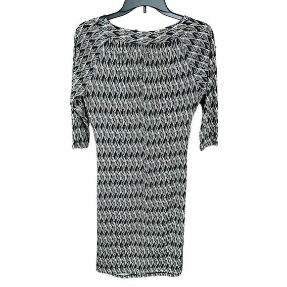 Miss Tina Midi Dress Keyhole V Neck Aztec Black Brown Tan Turquoise Print Medium - Picture 3 of 15